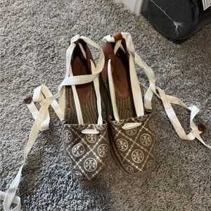 Tory Burch Brown Espadrilles with Cream Accents